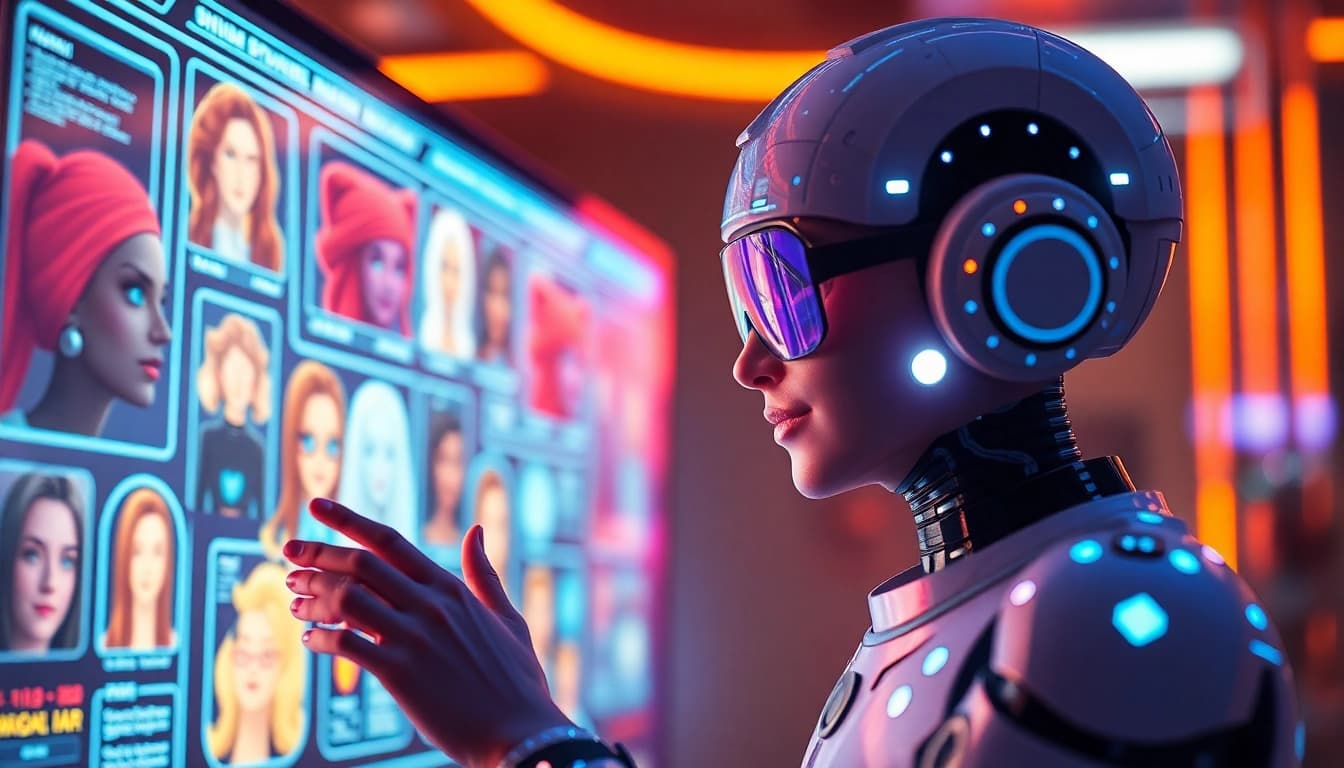 Engaging scene of users interacting with nsfw character ai in a futuristic digital interface.