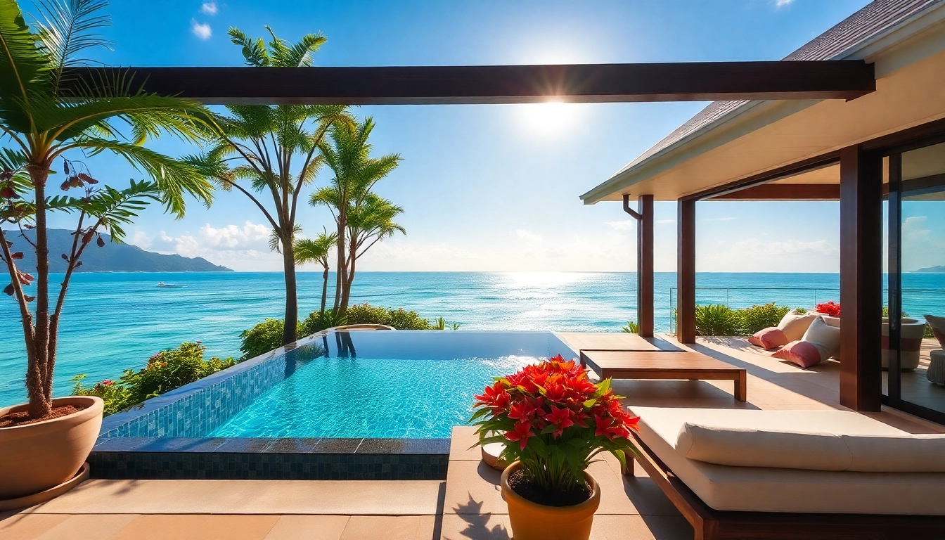 Enhance your rental income through effective phuket property management, showcasing a luxurious villa surrounded by greenery.