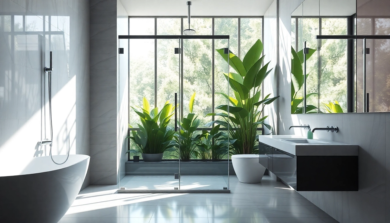 Showcasing a wet room shower screen with modern design and natural lighting in a stylish bathroom.