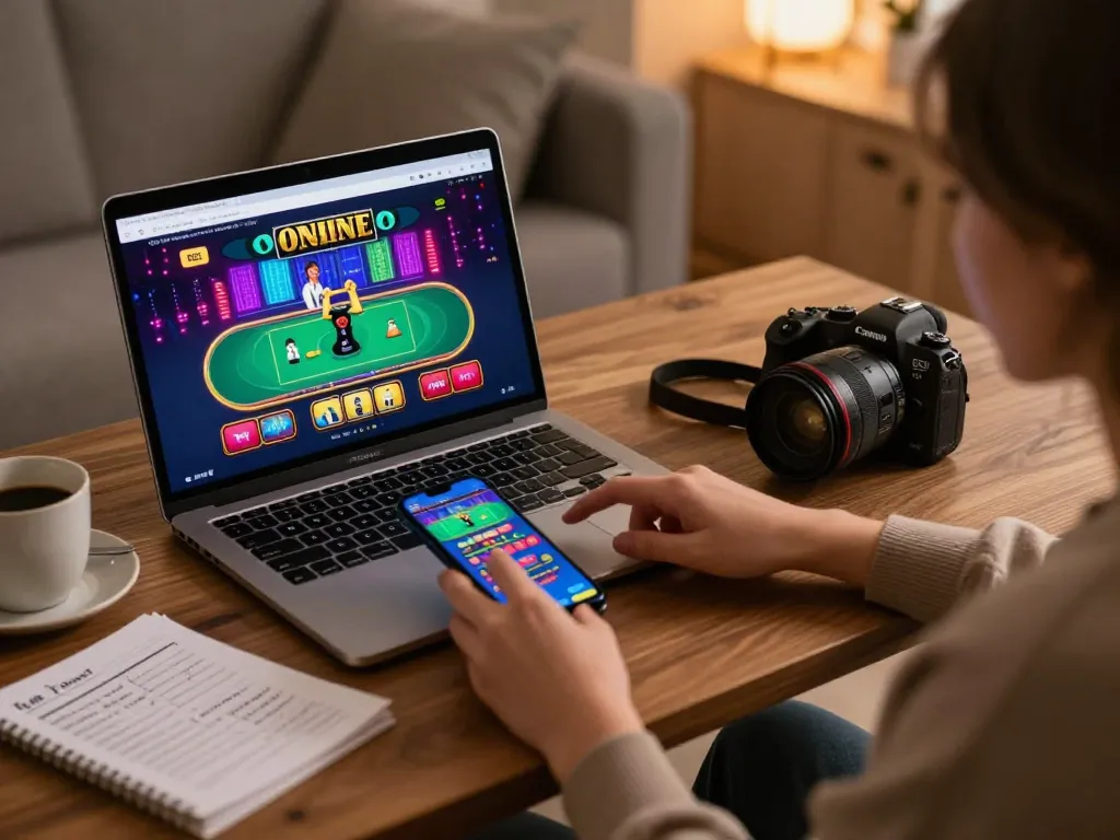 Nohu90 users engaging with live dealer games online through laptop and smartphone.