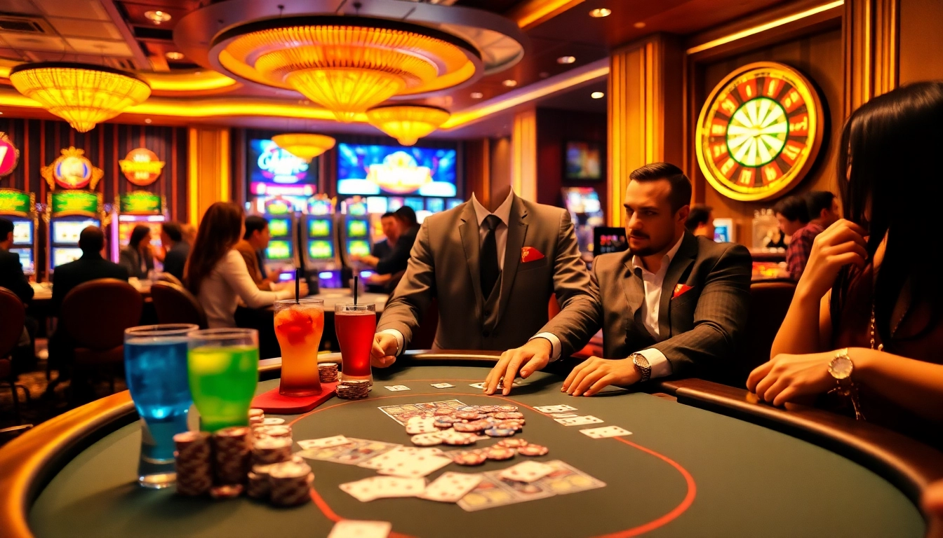 Engage in high-stakes gambling excitement at https://jun88buzz.info/ with a vibrant casino scene featuring poker chips.