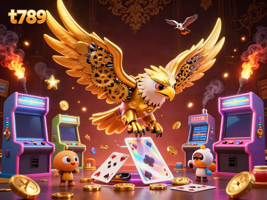 Engage with exciting t789 casino gaming surrounded by 3D digital elements and characters.