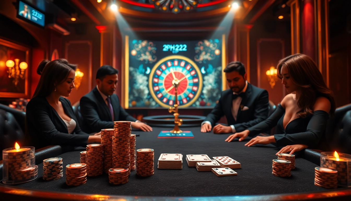 Experience the thrill of 2PH222 Vip casino with exclusive poker action at a luxurious table.