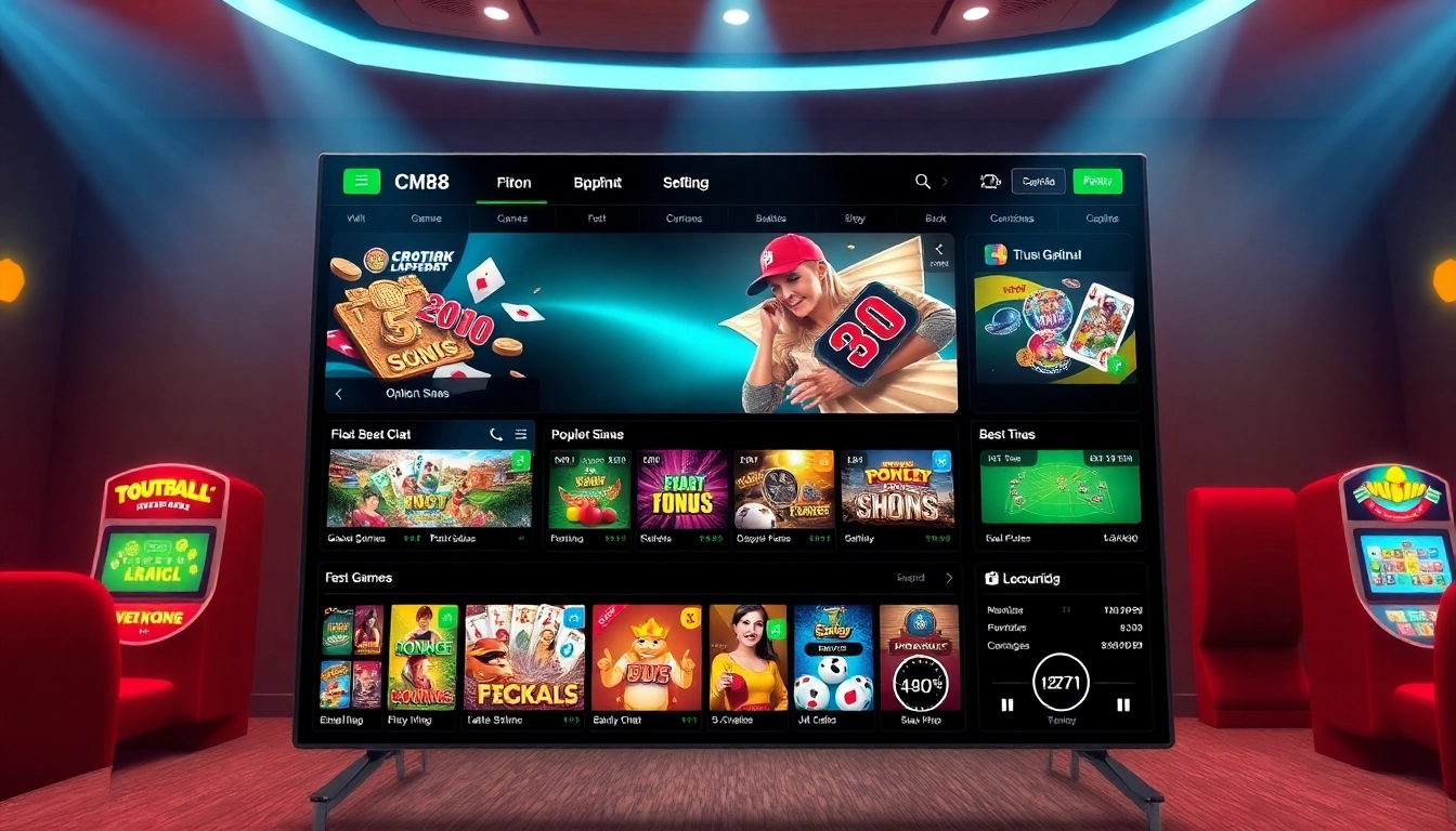 CM88 online betting platform interface showcasing games and promotions.