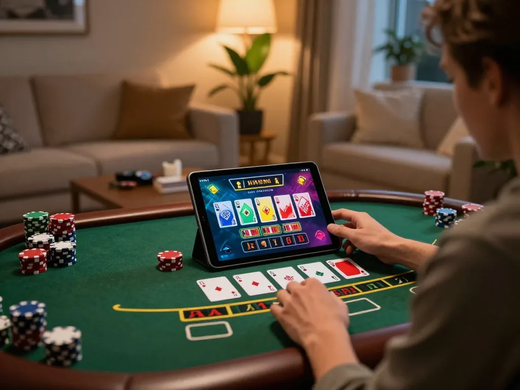 Engaged in strategic blackjack gameplay on tablet from 88 vv online casino.