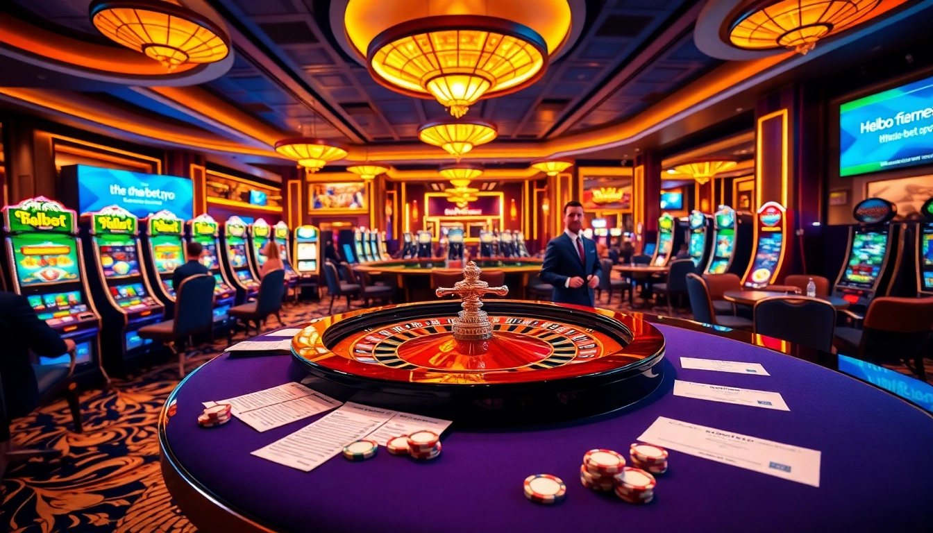 Experience high-stakes gaming at https://tha-bet.pro/ with vibrant slot machines and an elegant roulette table.
