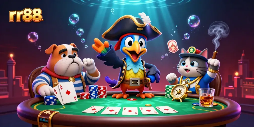Engage in thrilling gameplay at rr88 with colorful poker chips and detailed game elements illustrated dynamically.