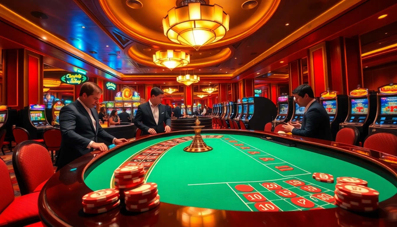 Exciting gameplay at PH33 Casino with roulette, poker, and vibrant slot machines.
