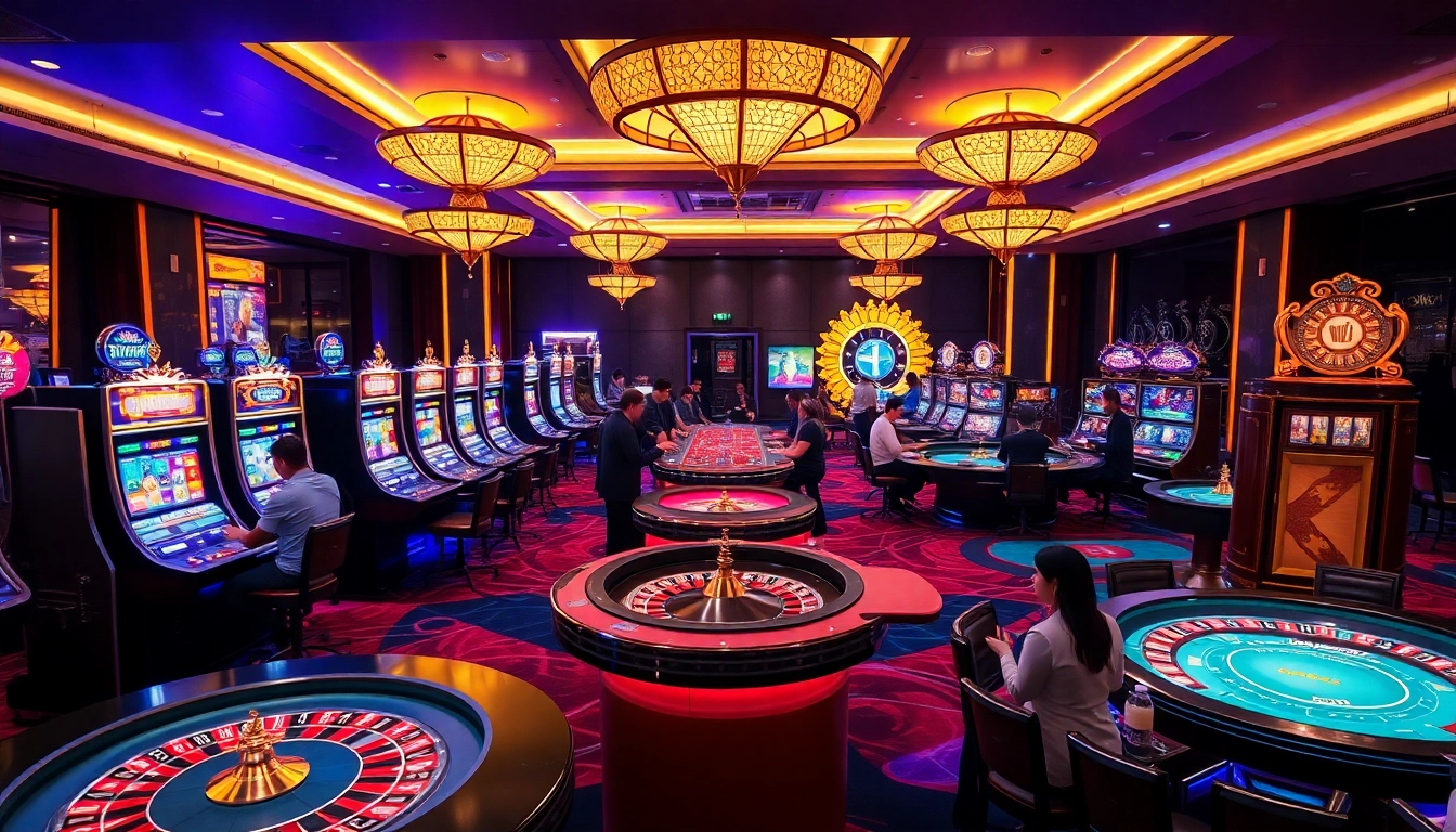 Experience the excitement of SUNWIN with vibrant casino games and engaging players in a luxurious setting.