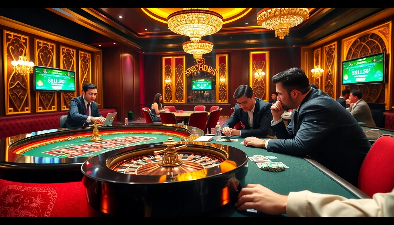 Players enjoying a thrilling game experience at MM 88 casino, featuring a vibrant roulette table.
