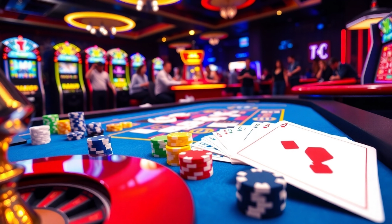 KJC AC casino scene with lively players enjoying table games and slot machines.