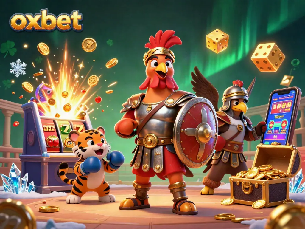 Experience thrilling gaming at Oxbet with an energetic scene featuring dynamic casino elements.