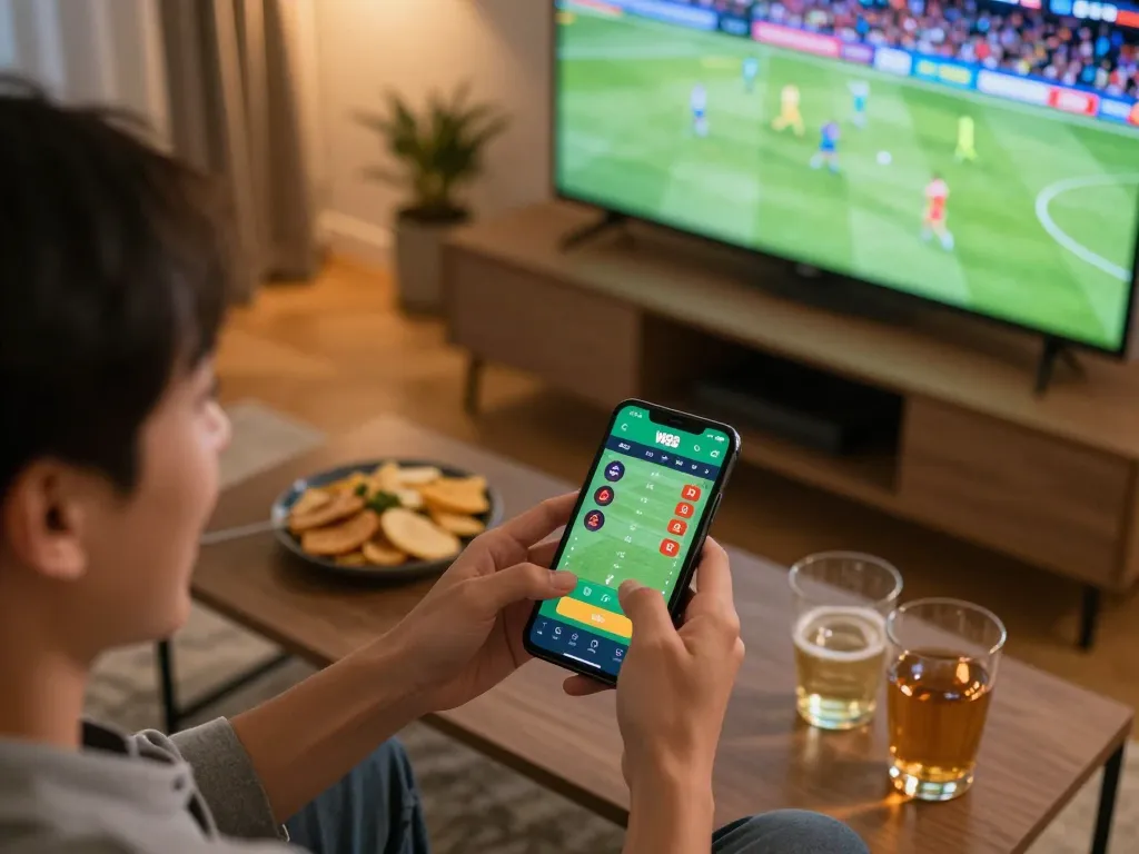 W88 user placing sports bets on mobile app during live match, capturing excitement of gambling experience.