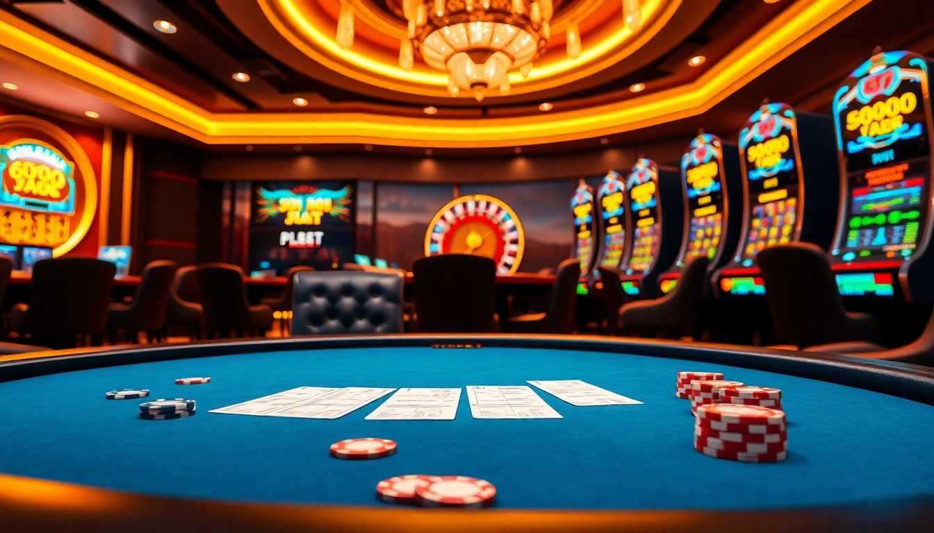 Experience thrilling action at 999bet's luxury casino environment with vibrant gaming tables and live betting options.
