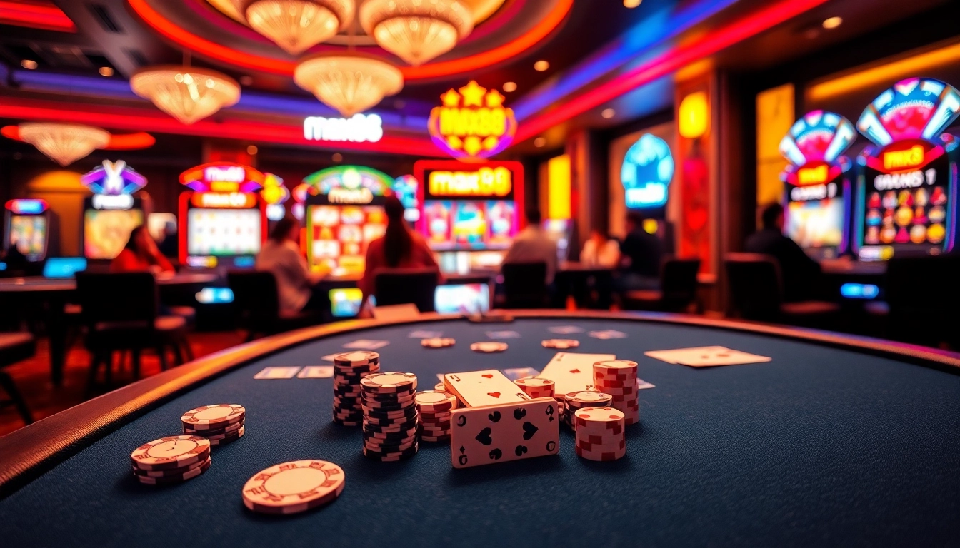 Experience the thrilling atmosphere of max88 casino with vibrant games and luxury elements.