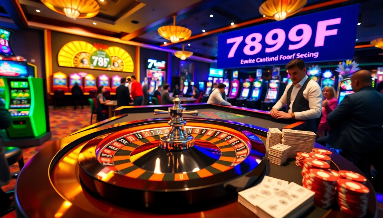 Experience the excitement of gambling at 789F with vibrant casino tables and enthusiastic players.