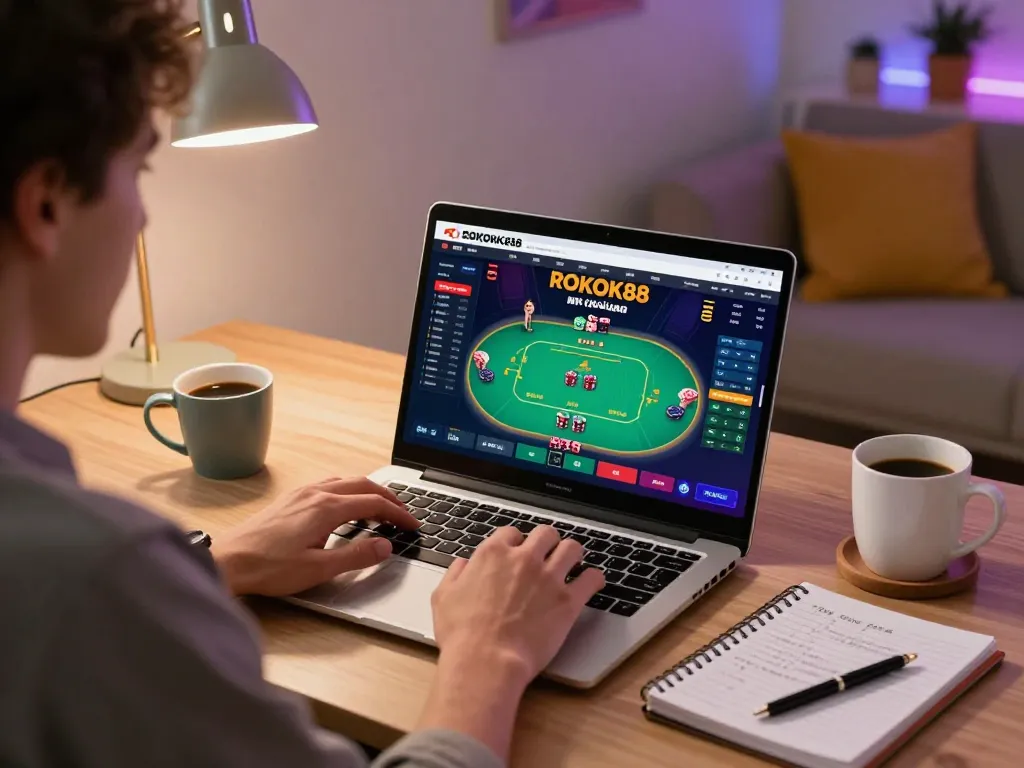Experience engaging gameplay with rokok88 login showcased in a modern online gaming setup.