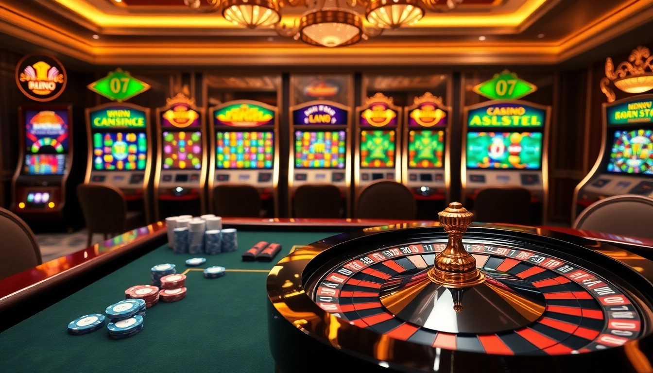 Win big at https://www.6l777.vip/ with an elegant casino setup showcasing poker chips and a roulette wheel.