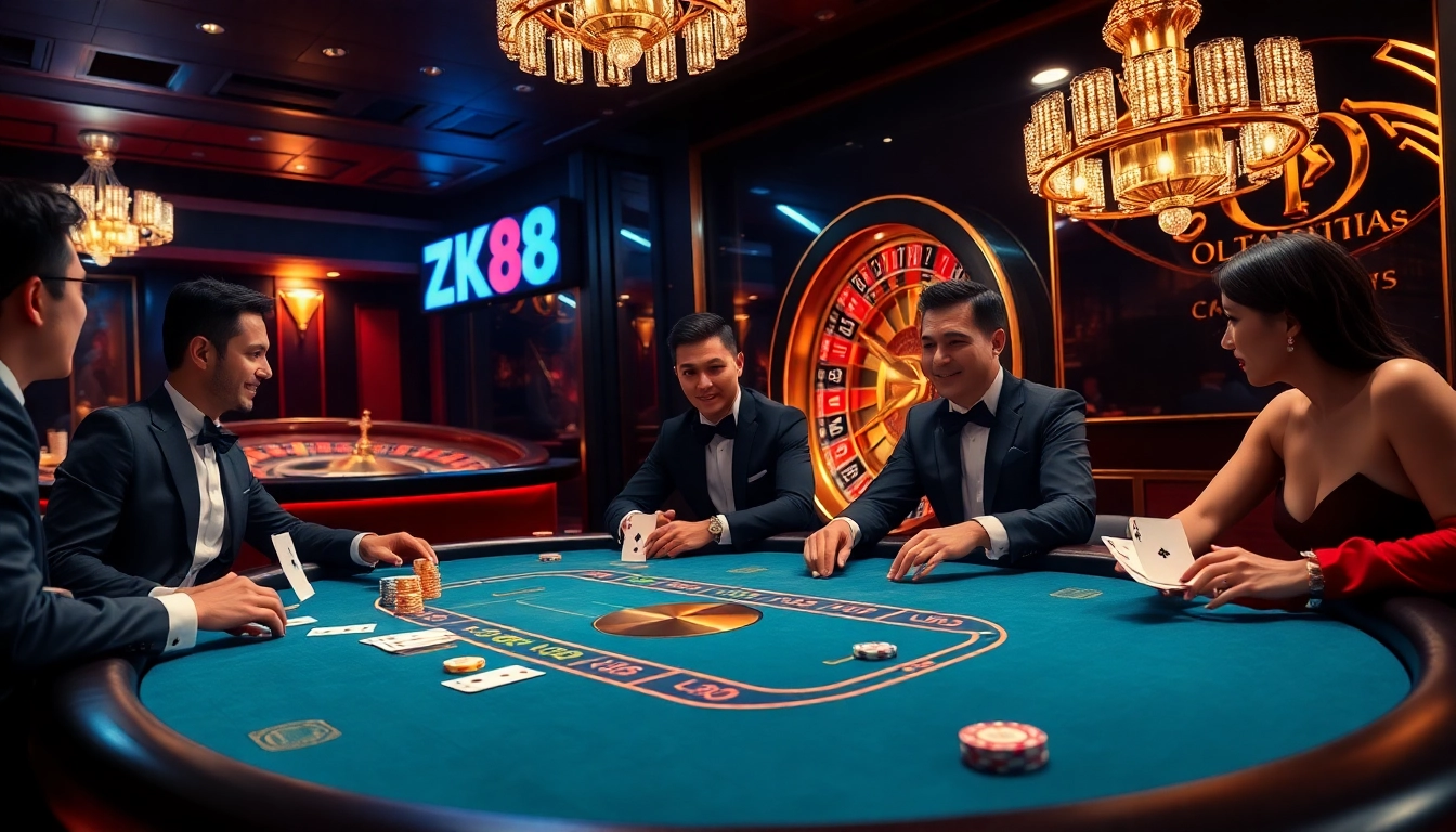 A high-stakes poker game at https://zk88.club/, showcasing excitement and professional betting with luxury casino elements.