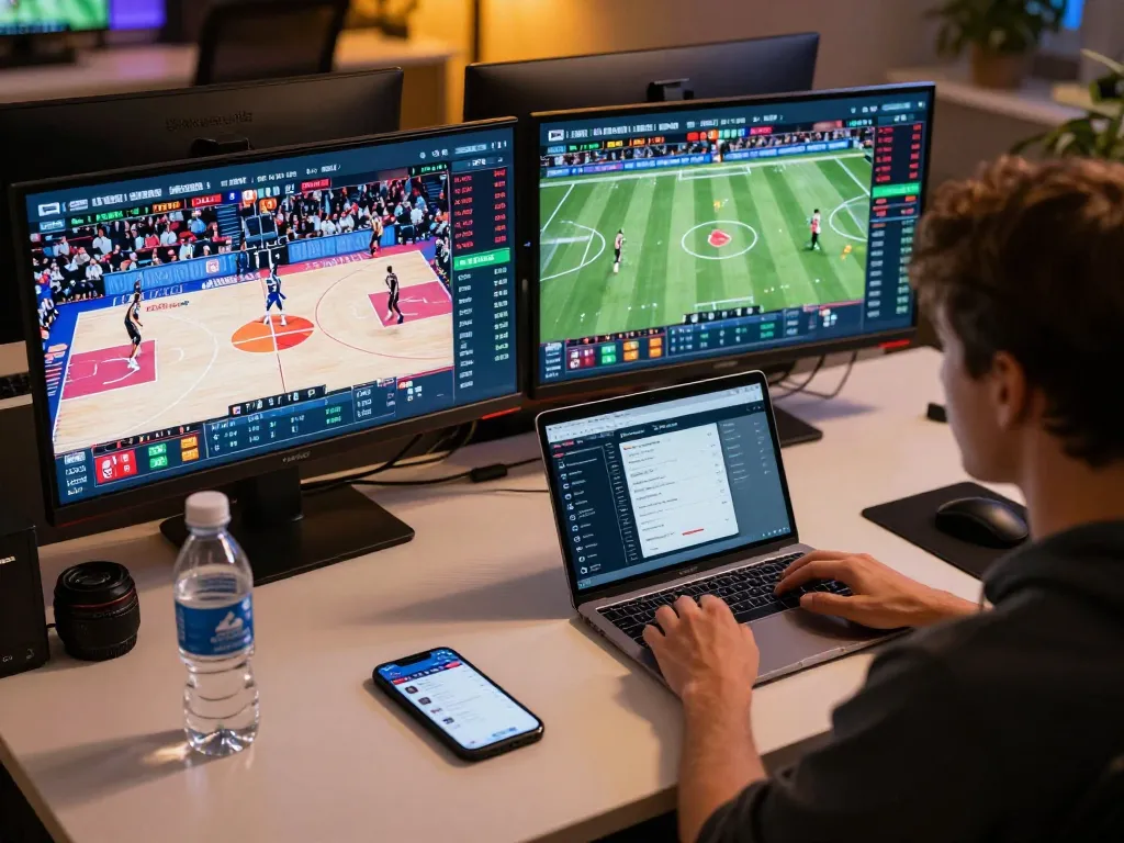 Engaged user placing sports bets on the dv88 online platform from a modern desk setup.