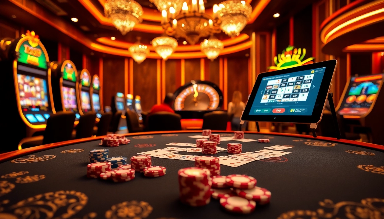 Engaging gamers with RR99 online action at a luxurious casino table filled with chips.