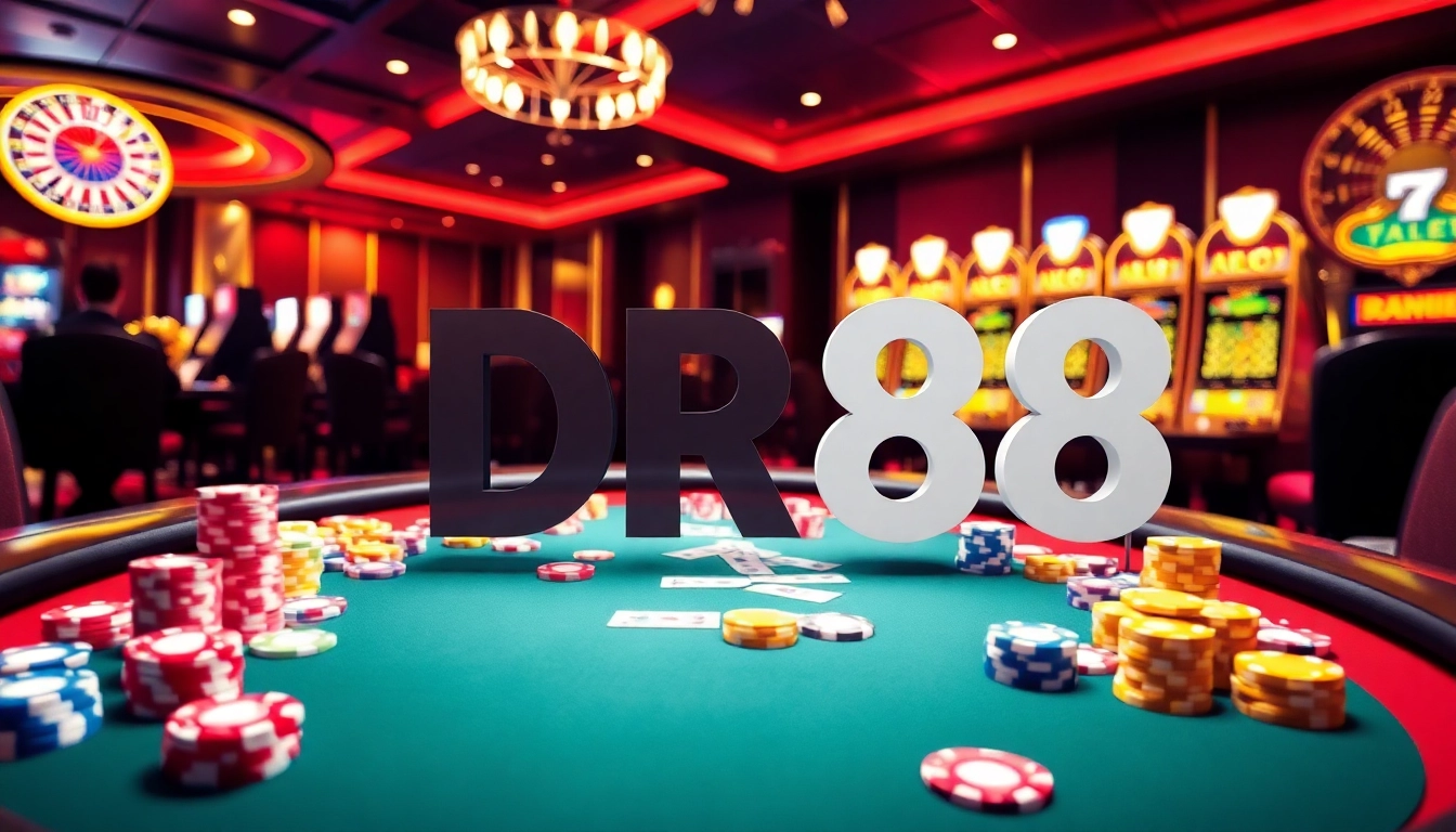 Experience the excitement of online gambling at DR88 with vibrant casino tables and thrilling gameplay.