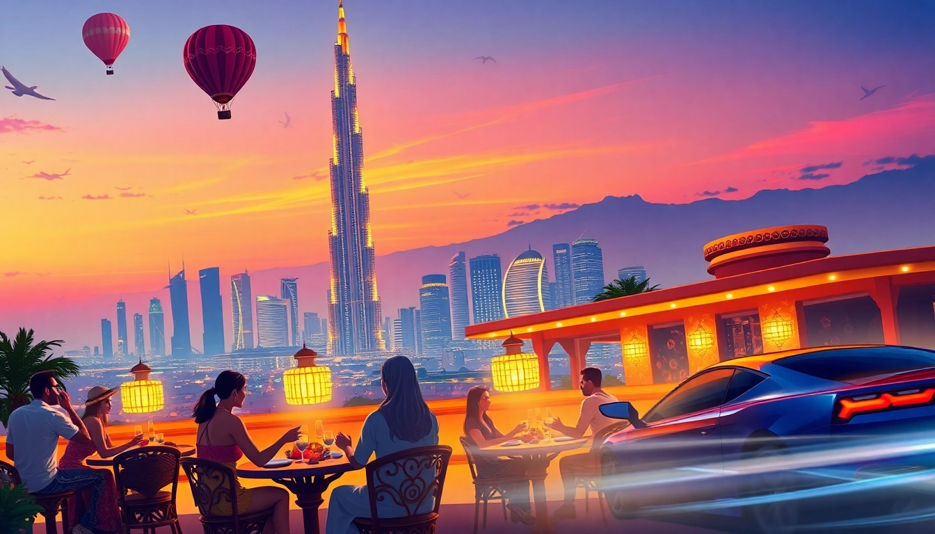 Enjoying the serene sunset while traveling to Dubai's luxurious cafes against the iconic skyline.