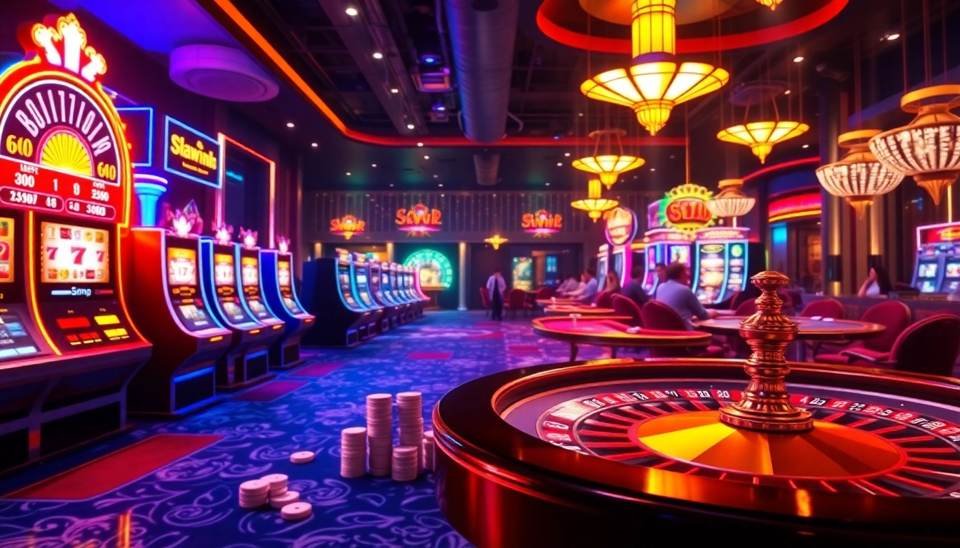 Experience thrilling gameplay at slvip with vibrant casino visuals featuring action-packed tables and machines.