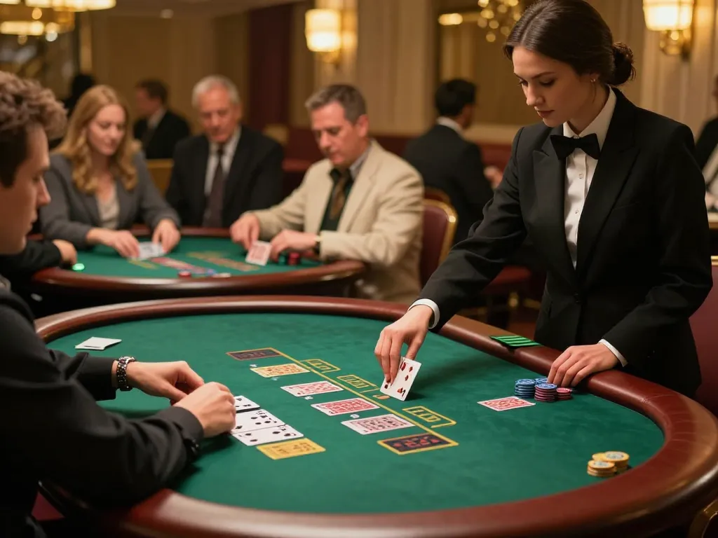 rokok88 login at an exciting blackjack table with players eagerly participating in a high-stakes game