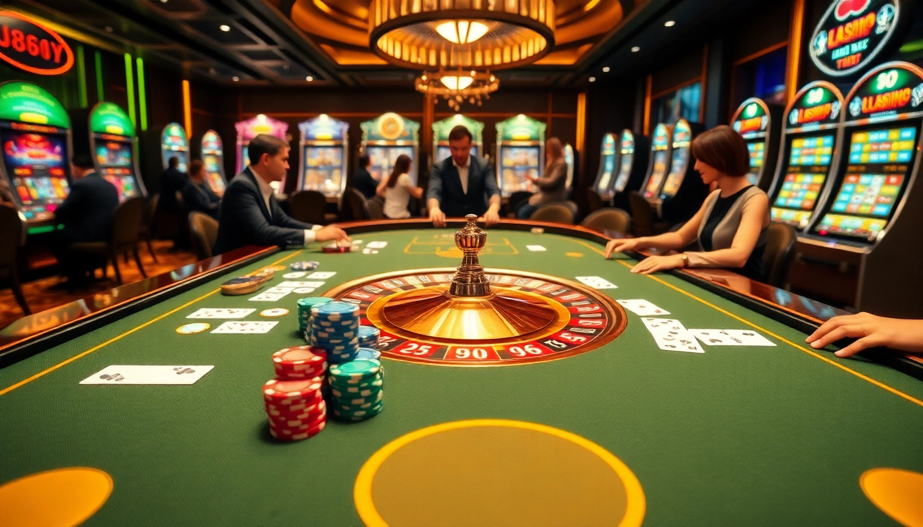 Experience the excitement of U888 gaming at a vibrant casino table with poker chips and roulette.