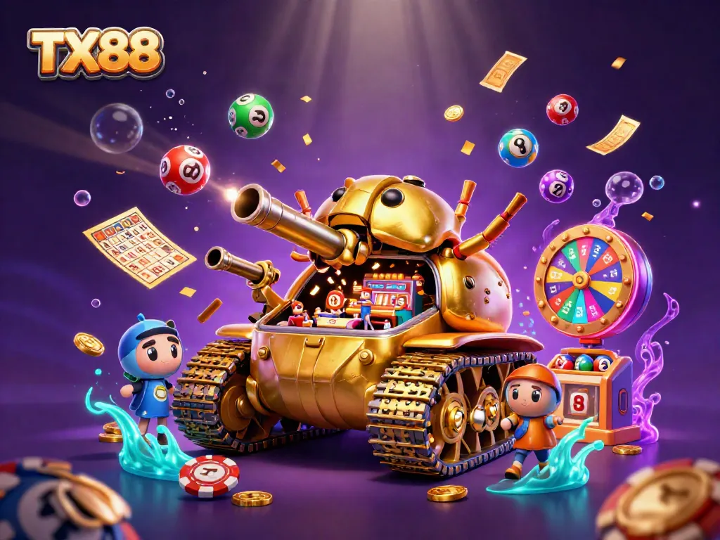 Experience the excitement of TX88's miniature casino inside a golden beetle tank!