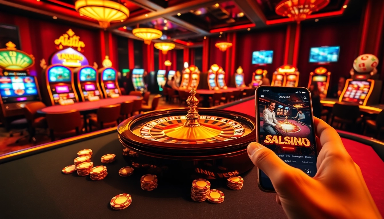 S8 gaming scene with roulette wheel and vibrant poker tables, showcasing exciting online gambling.