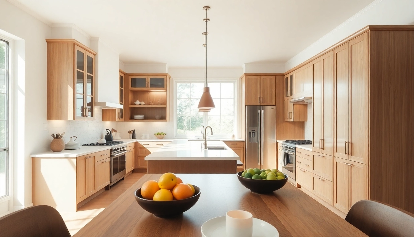 Professional remodeling contractor showcasing a modern kitchen design with bright, inviting colors and high-end finishes.