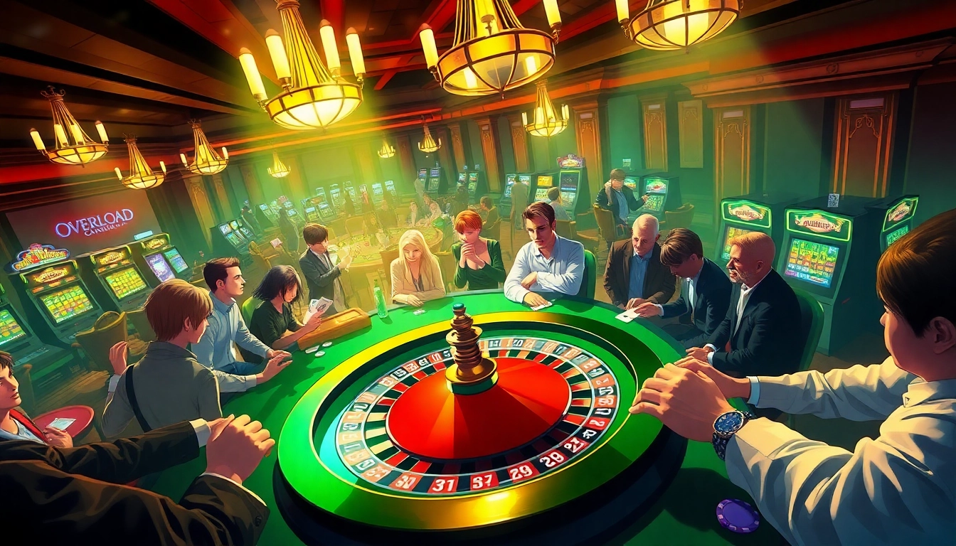 Overload Casino players experiencing excitement at a roulette table.