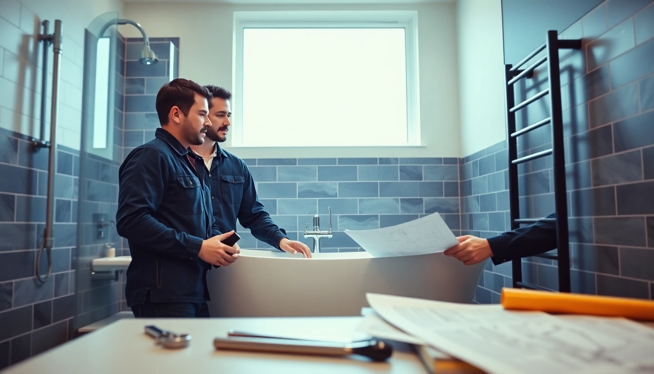 Manchester bathroom fitters collaborating on a stylish modern renovation project.