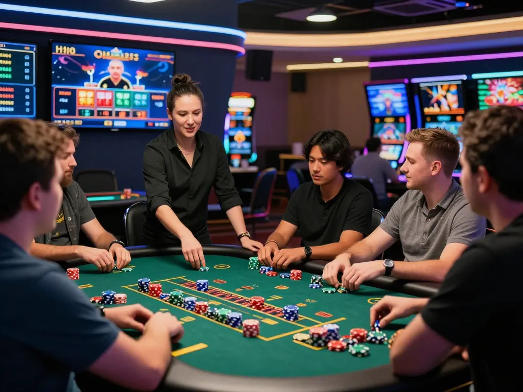 Exciting live casino experience at bong99 with engaging dealer and players in a vibrant setting.