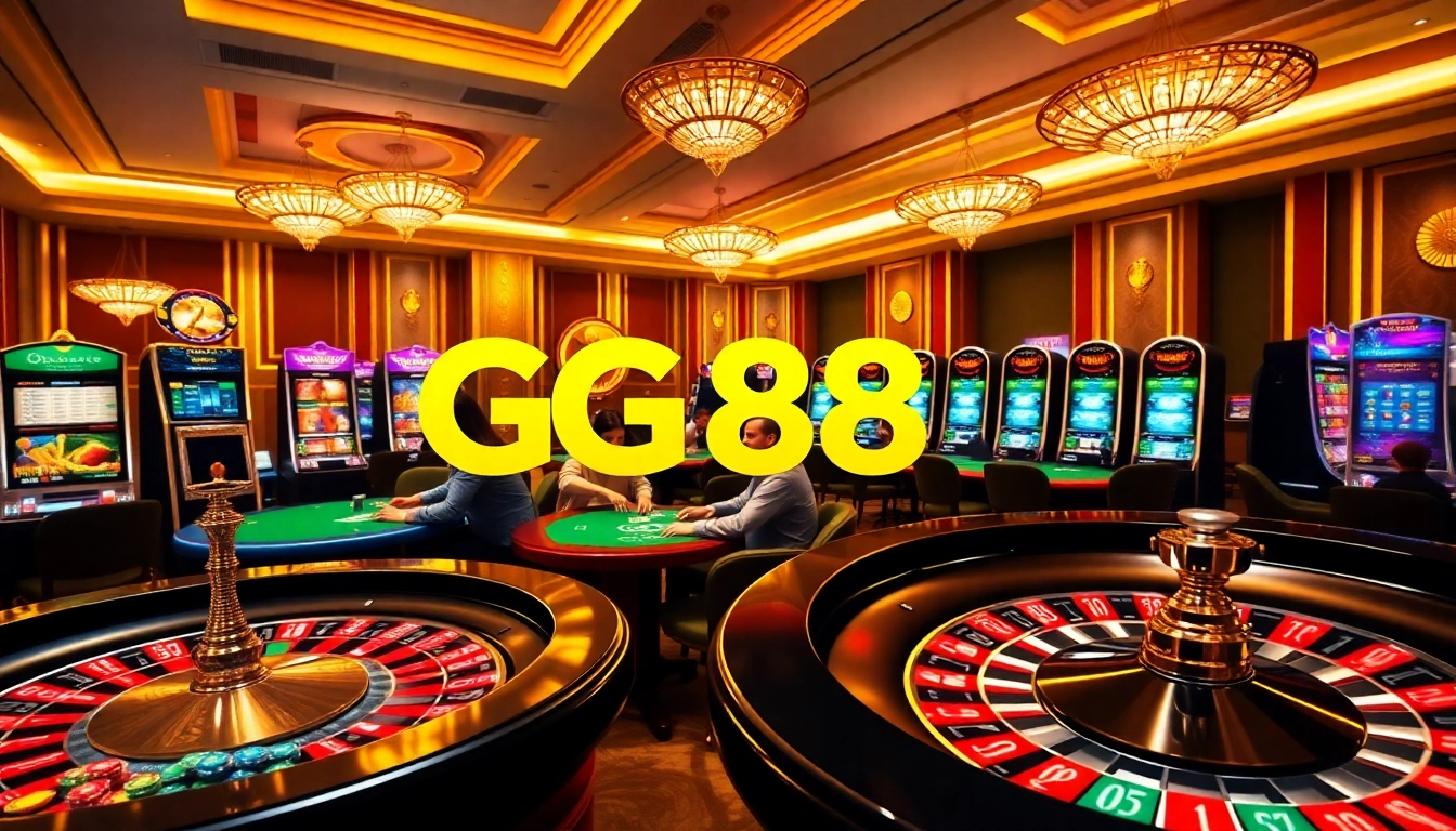 Players enjoying exciting casino games at GG88, with vibrant action and dynamic visuals.