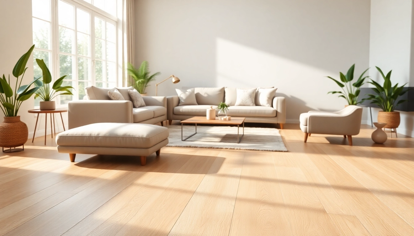 Enhance your space with stunning vinyl flooring near me featuring blonde oak design.