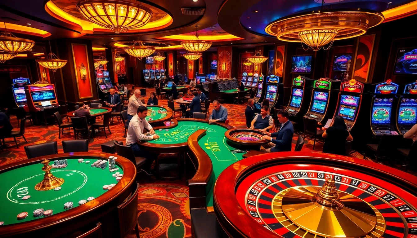 Experience the thrill of gaming at DA88 with vibrant casino tables and luxury decorations.