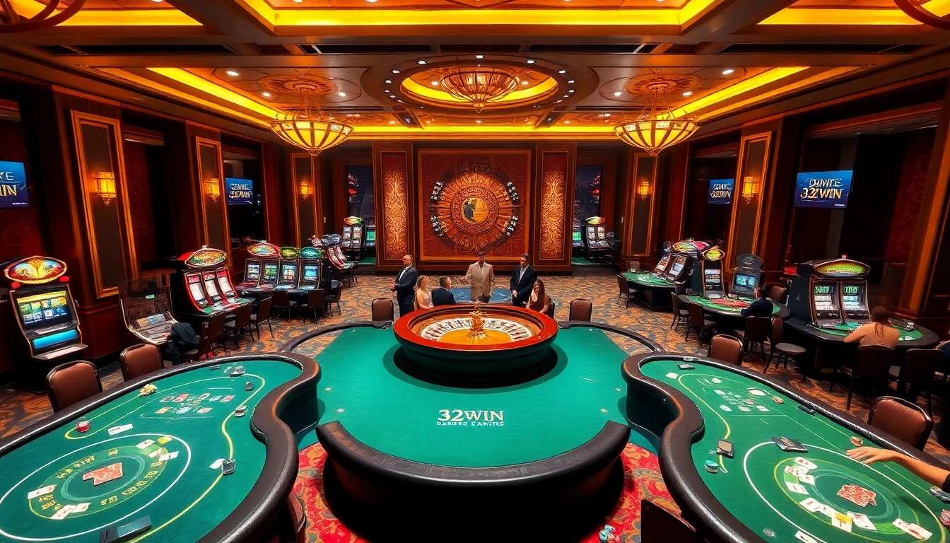 Experience the thrill of 32win with luxurious casino gaming, vibrant tables, and elegant ambiance.
