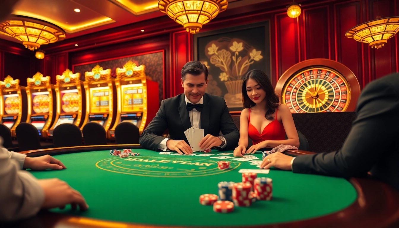 Experience the thrill of Hello88 gaming with vibrant casino tables and poker chips.