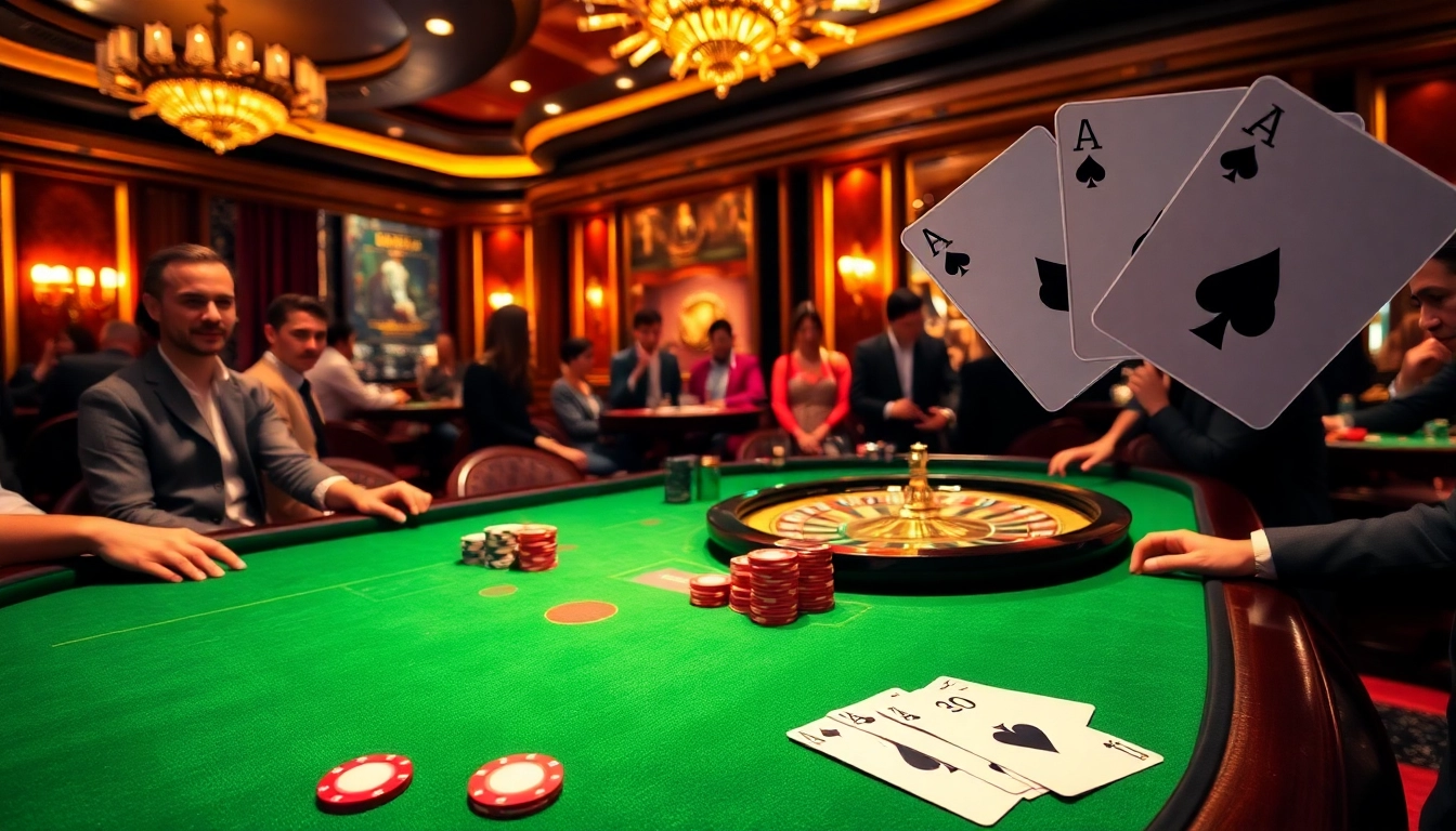 Engage in thrilling poker games at PU88, featuring vibrant tables and colorful chips in a luxurious casino atmosphere.