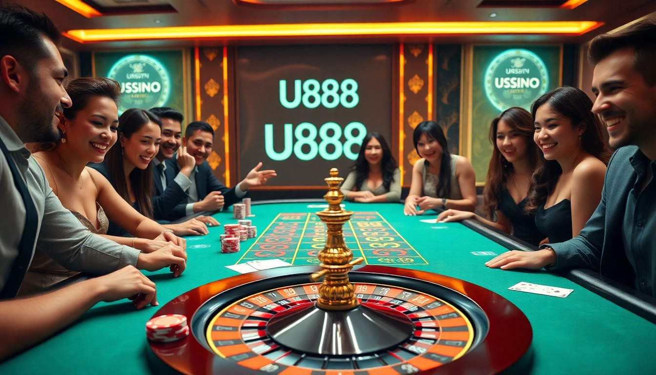 Players engaging in thrilling games at U888 casino, showcasing excitement and luxury.