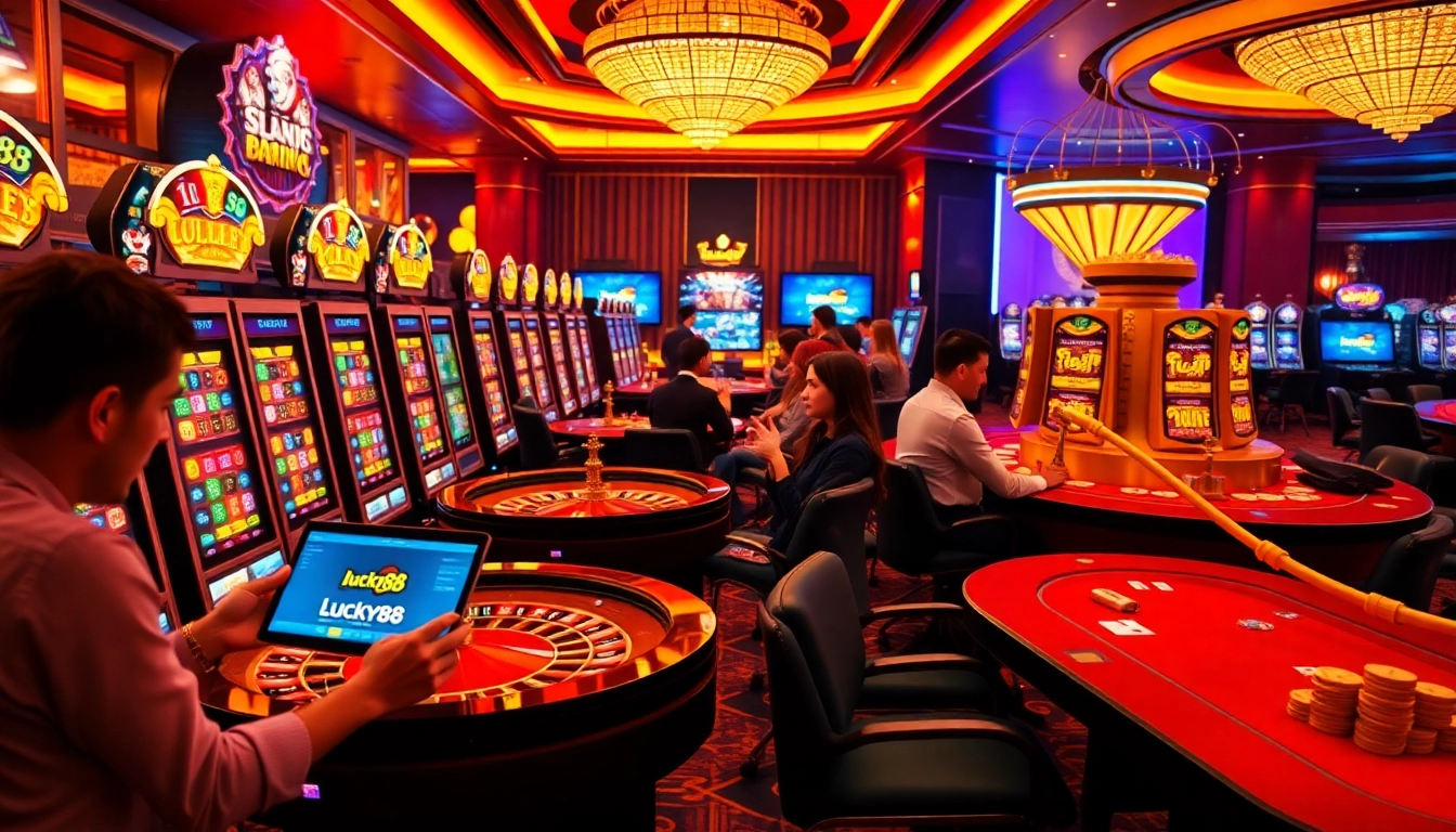 Engaged players enjoying exciting games on lucky88's modern online casino platform.