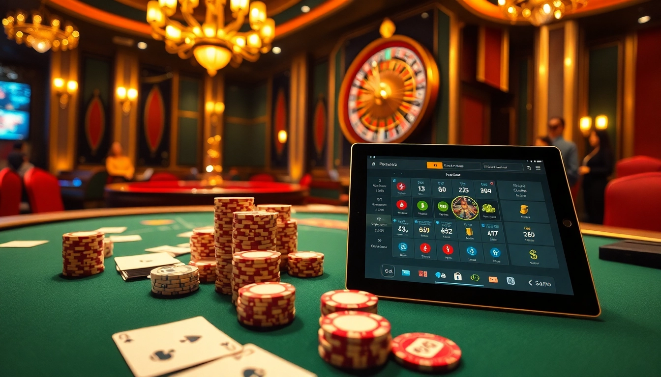 Experience the thrill of gaming with jbo.com at an upscale casino table filled with cards and chips.