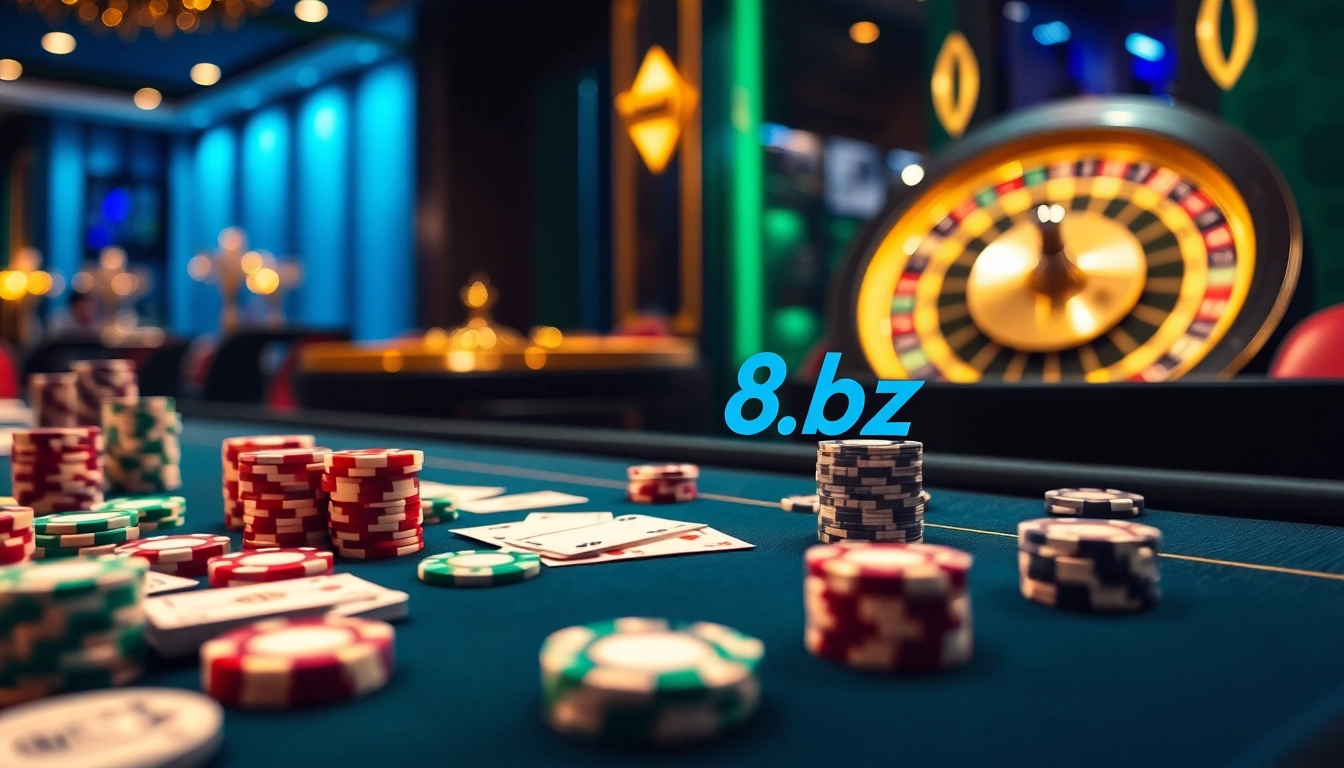 Engage with the exciting betting interface at https://go8.bz/ featuring vibrant poker chips and elegant casino tables.
