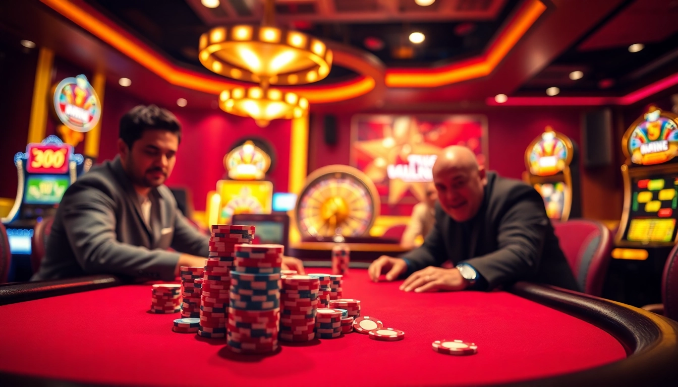 Experience high-stakes poker at a luxurious casino, featuring s8-themed poker chips.