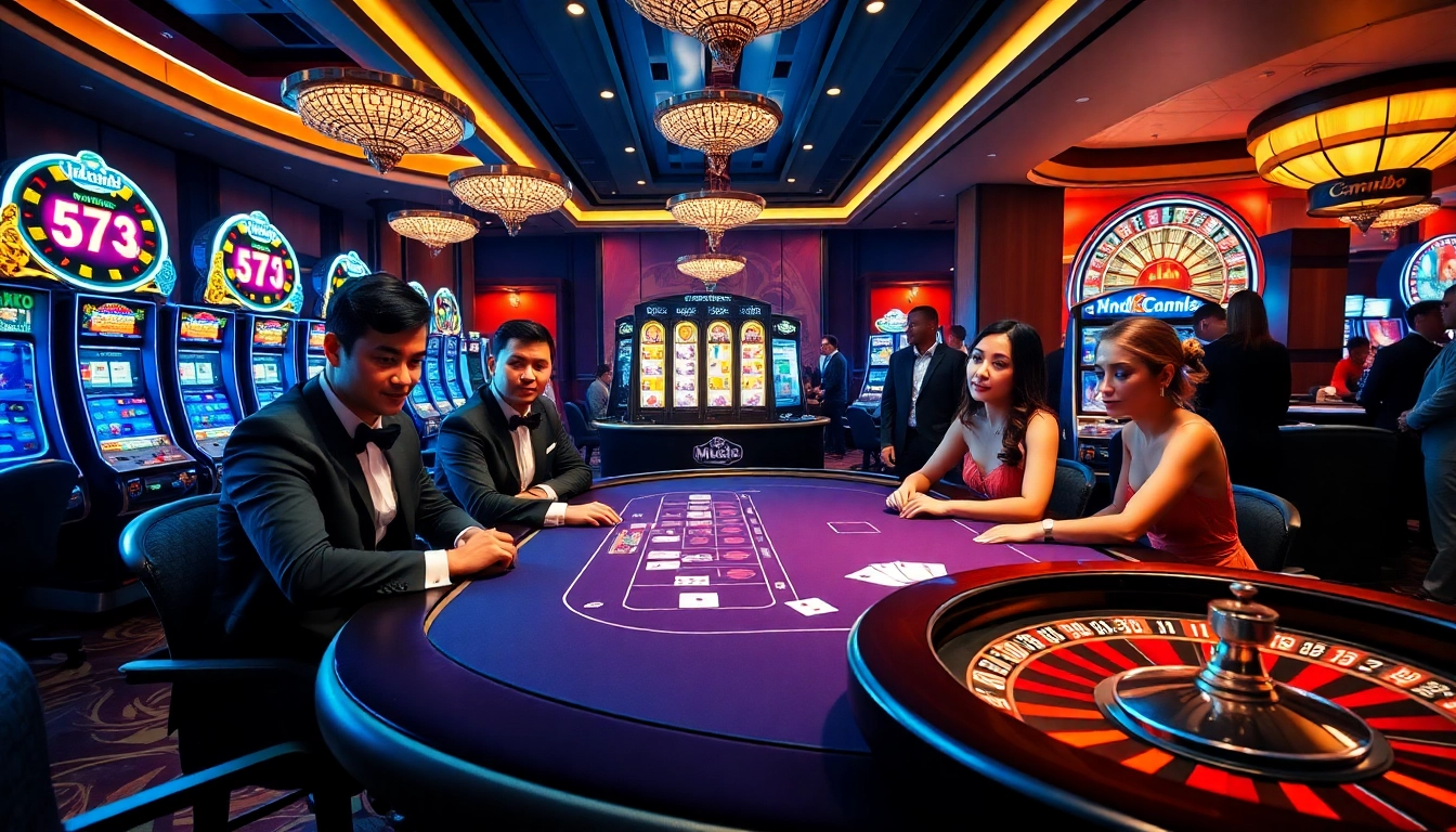 Experience the excitement of betting at MM88’s luxurious casino environment with poker and slot machines.