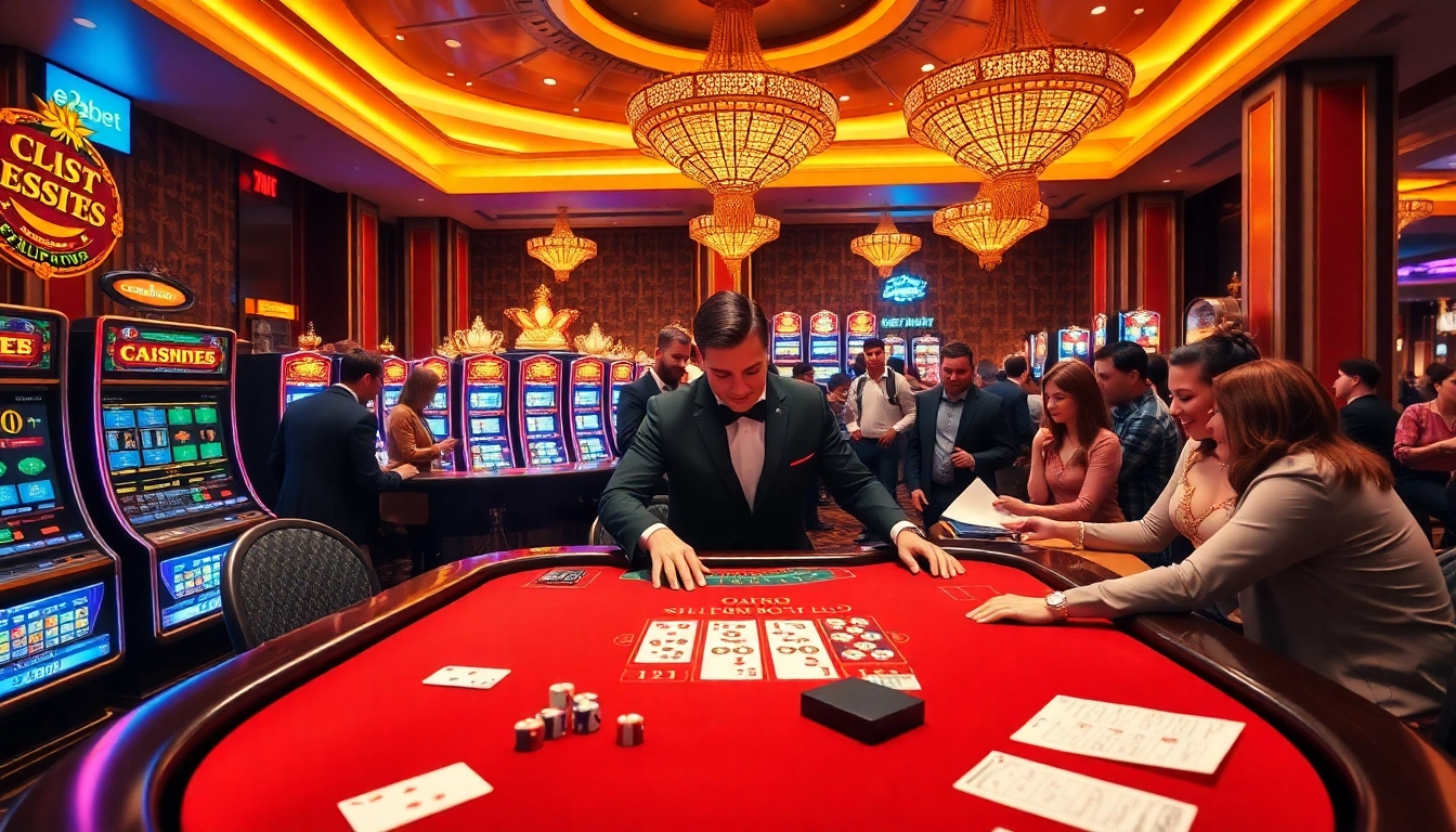 Experience thrilling gameplay at e2bet with an elegant casino setting featuring classic games.