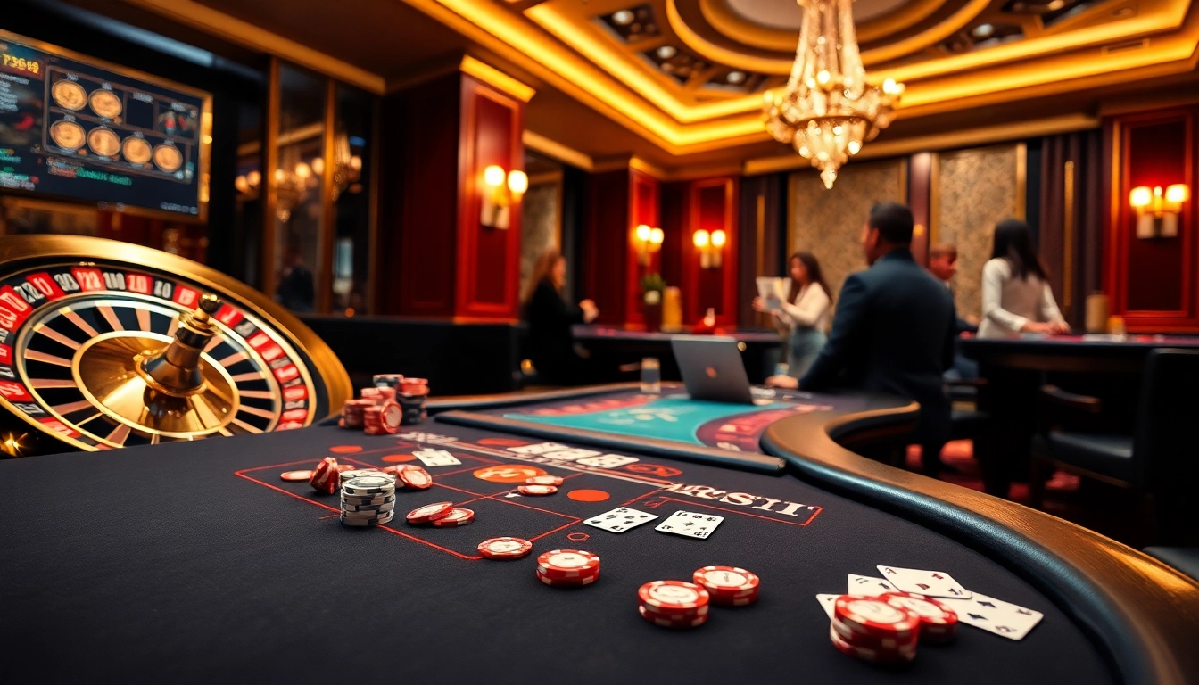 Experience the excitement of bem88 with vibrant casino visuals featuring poker chips and players at the table.